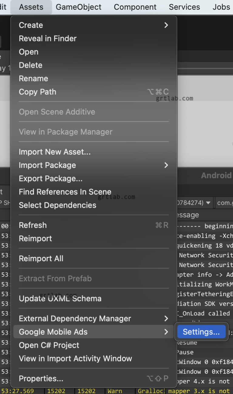 Unity Android Logcat GRTLAB Unity android logcat grtlab